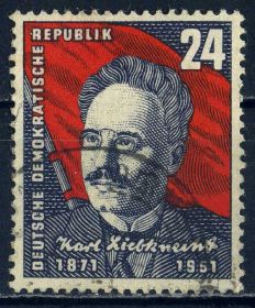 НДР, ФРН ГДР, ФРГ ^/--/^ ГДР.  Либкнехт Карл.  (серия) 1951 г. ^_^^^ НДР. Лібкнехт Карл. (серія) 1951 - фото фото фото