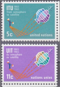 Північна Америка Северная Америка ^/--/^ ООН 1965 СОЮЗ СВЯЗИ ITU СТО ЛЕТ ИСЗ СПУТНИК КОСМОС ПОЛЁТ ОРБИТА СВЯЗЬ ВОЛНЫ ПОКРЫТИЕ Mi.152-153**MNH ^_^^^ ООН 1965 ЗОЮЗ ЗВ'ЯЗКУ ITU СТО ЛІТ СУПУТНИК КОСМОС ПОЛЕТ ОРБИТУ ЗВ'ЯЗЬ ВОЛНІ ПОКРИТТЯ Mi.152-153**MNH - фото фото фото