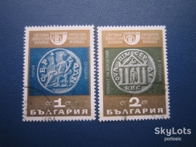 Балканський півострів Балканский полуостров ^/--/^ 2 марки Болгарія 1969 монети на марках гаш ^_^^^ 2 марки Польша 1975 монеты на марках гаш - фото фото фото