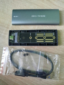 Твердотільні SSD-накопичувачі Твердотельные SSD-накопители ^/--/^ Внешний карман адаптер M /--/ 2 M.2 NVME M Key SSD Case USB 3.1 10 /--/ Gbps Type C с кабелем ^_^^^ Зовнішній кишеню адаптер M /--/ 2 M.2 NVME M Key SSD Case USB 3.1 10 /--/ Gbps Type C з кабелем - фото фото фото