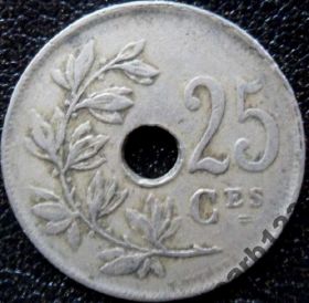 Бельгія Бельгия ^/--/^ 25 сентимов 1923 года состояние VF+ б/р! ^_^^^ 25 сентимів 1923 року стан VF+ б/р! - фото фото фото