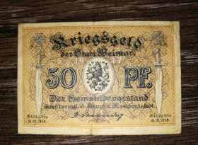 Німеччина Германия ^/--/^ Germany Німеччина 50 пфенігів 1917 1918 Веймар Weimar, З номером і вод. знаками. ^_^^^ Germany Германия 50 пфеннигов 1917 1918 Веймар Weimar, С номером и вод. знаками. - фото фото фото