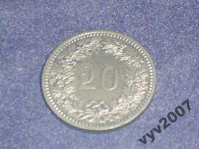 Швейцарія Швейцария ^/--/^ Швейцария-1985 г.-20 раппен ^_^^^ Швейцарія-1985 р.-20 раппен - фото фото фото