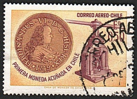 Південна Америка Южная Америка ^/--/^ Чили  (1968) 225 лет Чилийскому монетному двору. Пресс и монета ^_^^^ Чилі (1968) 225 років Чилійському монетному двору. Прес і монета - фото фото фото