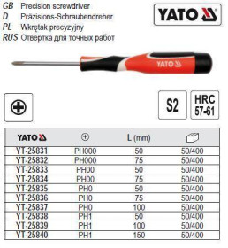 Викрутки Отвертки ^/--/^ Отвертка YATO Отвертка мини PHILIPS PH /--/ 1 l /--/ 150 мм YT-25840 ^_^^^ Польща викрутка міні PHILIPS PH /--/ 1 l /--/ 150 мм YT-25840 - фото фото фото