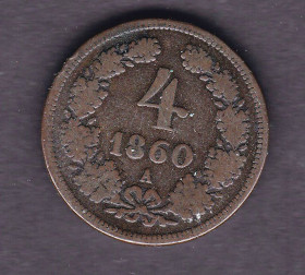 Австрія Австрия ^/--/^ Австрия  1860  г -  4  -  2 скана  - &amp;quot; A &amp;quot; ^_^^^ Австрія 1860 р - 4 - 2 скана - &amp;quot; A &amp;quot; - фото фото фото