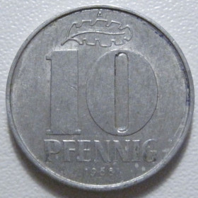НДР, ФРН ГДР, ФРГ ^/--/^ Німеччина - НДР 10 пфенігів 1968 року 43377 ^_^^^ Германия - ГДР 10 пфеннигов 1968 года 43377 - фото фото фото