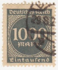 Веймарська республіка Веймарская республика ^/--/^ Германия        ( Рейх) 1923 г. №  264 гашеная ^_^^^ Німеччина (Рейх) 1923 р. No 264 гашена - фото фото фото