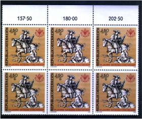Австрія Австрия ^/--/^ ZM Австрия 1985 г MNH - шестиблок ^_^^^ ZM Австрія 1985 MNH - шестиблок - фото фото фото