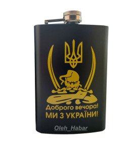 Похідний інвентар Походный инвентарь ^/--/^ Фляга туристична Доброго вечора! Ми з України! 256 мл металева   (1717) ^_^^^ Фляга туристическая Доброго вечера! Мы из Украины! 256 мл металлическая (1717) - фото фото фото