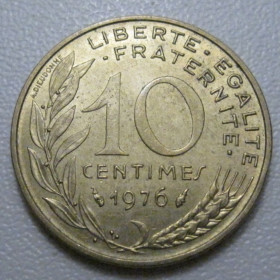 Франція Франция ^/--/^ Франція 10 сантимів 1976 року 42005 ^_^^^ Франция 10 сантимов 1976 года 42005 - фото фото фото