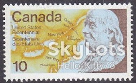 Північна Америка Северная Америка ^/--/^ Канада 1976 200 лет США Франклин Mi 627 MNH ^_^^^ Канада 1976 200 років США Франклін Mi 627 MNH - фото фото фото
