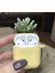 Навушники Наушники ^/--/^ Чехол для Apple AirPods 1,2 Желтый Silicone Case силиконовый ^_^^^ Apple AirPods 1,2 Жовтий Silicone Case силиконовий - фото фото фото