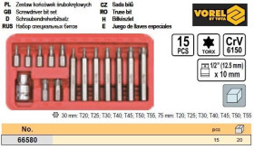 Інші інструменти Другие инструменты ^/--/^ Набор насадки биты TORX 1/2 T /--/ 20-T /--/ 55 30 /--/ мм/75 /--/ мм 15 штук VOREL-66580 ^_^^^ Набір насадки біти TORX 1/2&amp;quot; T /--/ 20-T /--/ 55 30 /--/ мм/75 /--/ мм 15 штук VOREL-66580 - фото фото фото