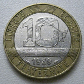 Франція Франция ^/--/^ Франція 10 франків 1989 року 42147 ^_^^^ Франция 10 франков 1989 года 42147 - фото фото фото