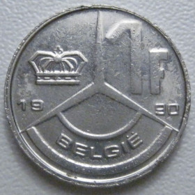 Бельгія Бельгия ^/--/^ Бельгія 1 франк 1990 року Belgie 42754 ^_^^^ Бельгия 1 франк 1990 года Belgie 42754 - фото фото фото