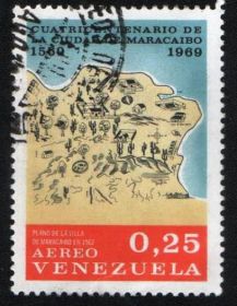 Південна Америка Южная Америка ^/--/^ Венесуэла (1969) 400 лет городу Маракаибо. Старинная карта ^_^^^ Венесуела (1969) 400 років місту Маракаїбо. Старовинна карта - фото фото фото