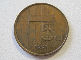 Нідерланди Нидерланды ^/--/^ Нидерланды 5 центов 1991 года #35124 ^_^^^ Нідерланди 5 центів 1991 року #35124 - фото фото фото