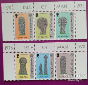 Великобританія Великобритания ^/--/^ Мэн 1978 Европа CEPT памятники Mi 122-127 MNH верх малых листов ^_^^^ Мен 1978 Європа CEPT пам'ятники Mi 122-127 MNH верх малих аркушів - фото фото фото