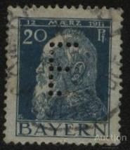 Веймарська республіка Веймарская республика ^/--/^ Германия -Bayern-1912 г. № 9  b I гашеная ^_^^^ Німеччина - Bayern-1912 р. No 9 b I гашена - фото фото фото