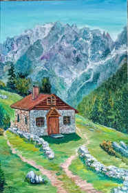 Картини, Гравюри, Живопис та Графіка Картины, Гравюры, Живопись и Графика ^/--/^ Картина Хатинка в горах ^_^^^ Картина Хатынка в горах - фото фото фото