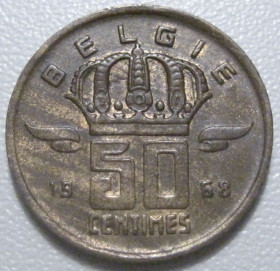 Бельгія Бельгия ^/--/^ Бельгія 50 сантимів 1968 року Belgie 42438 ^_^^^ Бельгия 50 сантимов 1968 года Belgie 42438 - фото фото фото