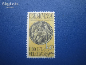 Чехословаччина Чехословакия ^/--/^ Марка Чехословаччина 1963 1100 років Моравії монета на марці гаш ^_^^^ Марка Чехословакия 1963 110 лет Моравии монета на марки гаш - фото фото фото