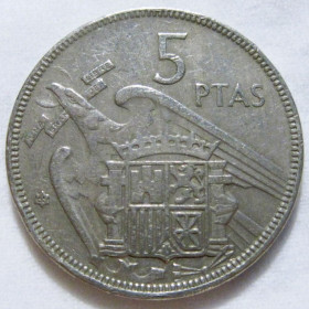 Іспанія Испания ^/--/^ Іспанія 5 песет 1957  (1965) року #6 /--/ П /--/ 1872 ^_^^^ Испания 5 песет 1957 (1965) года #6 /--/ П /--/ 1872 - фото фото фото