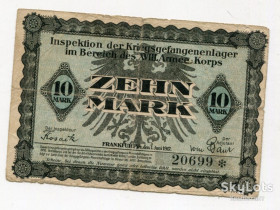Німеччина Германия ^/--/^ 10 марок 1917 р. Табір військовополонених XIII армійський корпус, Німеччина. ^_^^^ 10 марок 1917 г. Лагерь военнопленных XIII армейский корпус, Германия. - фото фото фото