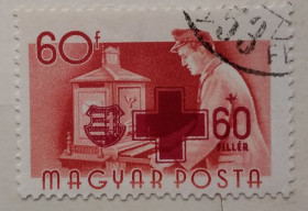 Угорщина Венгрия ^/--/^ Венгрия 1957 г - профессии, Красный крест, надпечатка ^_^^^ Угорщина 1957 р. - професії, Червоний хрест, надпечатка - фото фото фото