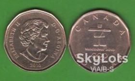 Канада Канада ^/--/^ 1 доллар Канада 2010    (Lucky Loonie - Olympic Games Vancouver) ^_^^^ 1 долар Канада 2010 (Lucky Loonie - Olympic Games Vancouver) - фото фото фото