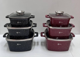 Каструлі, набори Кастрюли, наборы ^/--/^ Набір квадратних казанів Higher Kitchen HK 322 на 6 предметів  (Червоний, Чорний) ^_^^^ Набор квадратных котел Higher Kitchen HK 322 на 6 предметов (Красный, Черный) - фото фото фото