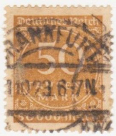 Веймарська республіка Веймарская республика ^/--/^ Германия    ( Рейх) 1923 г. №  273 а гашеная ^_^^^ Німеччина (Рейх) 1923 р. No 273 а гашена - фото фото фото