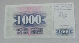 Балканський півострів Балканский полуостров ^/--/^ Босния и Герцеговина  1000 динар 1992  UNC ^_^^^ Боснія і Герцеговина 1000 динар 1992 UNC - фото фото фото