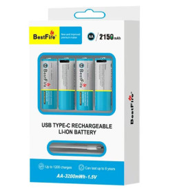 Акумулятори Аккумуляторы ^/--/^ USB Type-C перезаряжаемые AA аккумуляторы BestFire 2150 /--/ mAh Li-Ion (4 шт.) ^_^^^ USB Type-C перезаряджаються AA акумулятори BestFire 2150 /--/ mAh Li-Ion (4 шт.) - фото фото фото