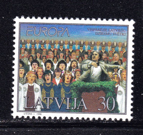 Балтійські країни Балтийские страны ^/--/^ Латвия  1998 г MNH - музыка , хор ^_^^^ Латвія 1998 MNH - музика, хор - фото фото фото