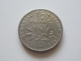 Франція Франция ^/--/^ Франция 1/2 франка 1965 года 26634 ^_^^^ Франція 1/2 франка 1965 року 26634 - фото фото фото