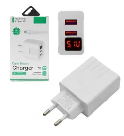 USB адаптери USB адаптеры ^/--/^ Зарядний пристрій від мережі з 2 USB портами та цифровим дисплеєм ^_^^^ Зарядное устройство от сети с 2 USB портами и цифровым дисплеем - фото фото фото
