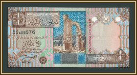Лівія Ливия ^/--/^ Ливия 1/4 динара 2002 P-62 UNC ^_^^^ Лівія 1/4 динара 2002 P-62 UNC - фото фото фото