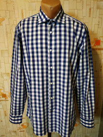 Сорочки Рубашки ^/--/^ Сорочка чоловіча синя клітка TOMMY HILFIGER коттон р-р 41 ^_^^^ Рубашка мужская синяя клетка TOMMY HILFIGER коттон р-р 41 - фото фото фото