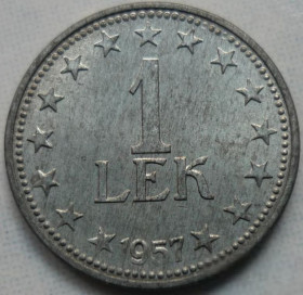 Албанія Албания ^/--/^ Албания 1 лек 1957 цинк состояние 4 ^_^^^ Албанія 1 лек 1957 цинк стан - фото фото фото