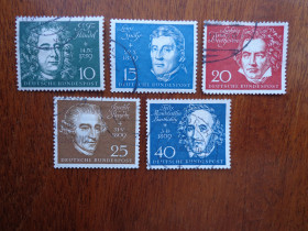НДР, ФРН ГДР, ФРГ ^/--/^ Германия, /Німеччина/, 1959, композитори, полная серия, гаш., КЦ 38 евро ^_^^^ Германия, / Германия/, 1959, композиторы, полная серия, гаш., КЦ 38 евро - фото фото фото