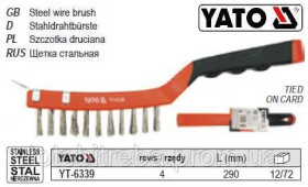 Інший інструмент Другой инструмент ^/--/^ Щітка YATO нержавійка 4 ряду l /--/ 290 мм YT-6339 ^_^^^ Щетка YATO нержавейка 4 ряда l /--/ 290 мм YT-6339 - фото фото фото