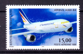 Транспорт Транспорт ^/--/^ Авиация .  Франция  1999 г MNH - АВИАПОЧТА - самолёт Airbus A /--/ 300-B /--/ 4 ^_^^^ Франція 1999 MNH - АВІАПОЧТА - літак Airbus A /--/ 300-B /--/ 4 - фото фото фото