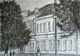 Картини, Гравюри, Живопис та Графіка Картины, Гравюры, Живопись и Графика ^/--/^ Школа № 10.Вознесенск. Графика 20*15 см ^_^^^ Школа No 10.Вознесенськ. Графіка 20*15 см - фото фото фото