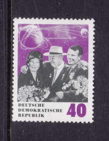 Освоєння космосу Освоение космоса ^/--/^ Космос .  ГДР / DDR  1964 г MNH - Хрущев , Гагарин ,Терешкова ^_^^^ НДР / DDR 1964 MNH - Хрущов, Гагарін, Терешкова - фото фото фото