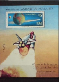 Освоєння космосу Освоение космоса ^/--/^ Чили Chile 1985 Mi Bl 1 /--/ A Halley's Comet, Space MNH ^_^^^ Chile 1985 Mi Bl 1 /--/ A Halley's Comet, Space MNH - фото фото фото