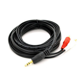 Адаптери Адаптеры ^/--/^ Кабель DC /--/ 3.5 (тато) &amp;gt; 2 /--/ хRCA (тато), GOLD Jack, CU, Stereo, круглий, Black, 5,0 м, (Пакет) Q /--/ 200 - фото фото фото
