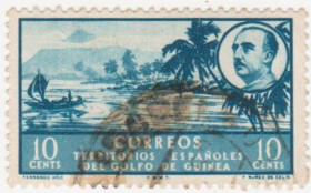 Іспанія Испания ^/--/^ Испанские колонии   ( Гвинея) 1949 г. № 351 гашеная ^_^^^ Іспанські колонії (Гвінея) 1949 р. No 351 гашена - фото фото фото