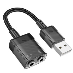USB адаптери USB адаптеры ^/--/^ Перехідник / Звукова карта HOCO LS /--/ 37 Spirit 2-in-1 transparent externí sound card Чорна ^_^^^ Звуковая карта HOCO LS /--/ 37 Spirit 2-in-1 transparent externí sound card Черная - фото фото фото